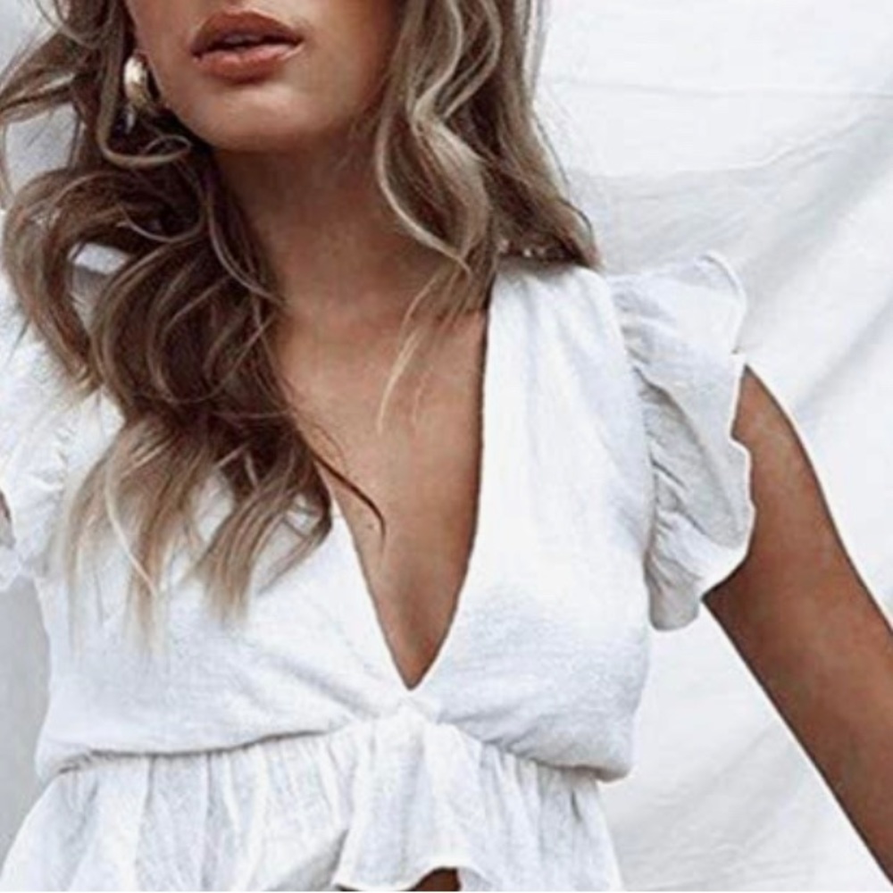 V Neck Crop Top linen